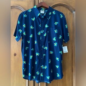 NWT Pokemon Shirt Mens Large Squirtle Button Up Short Sleeve Blue